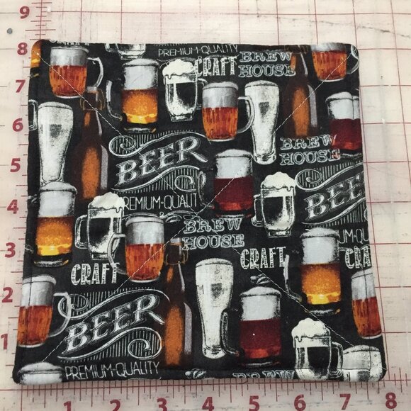 beer ale IPA home craft brew pint quilted cotton flannel Pot holders handmade - Picture 1 of 5